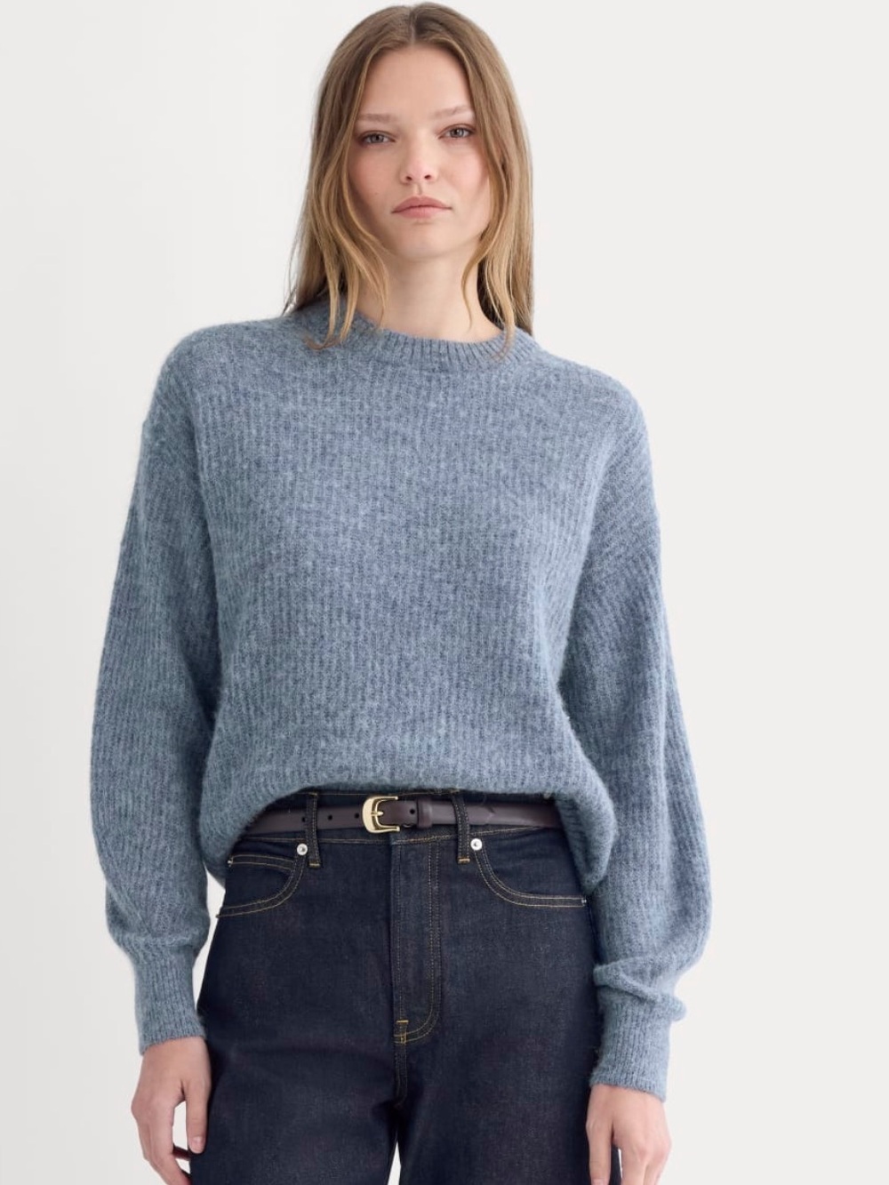 Everlane the cocoon alpaca heather sage blue size XS new